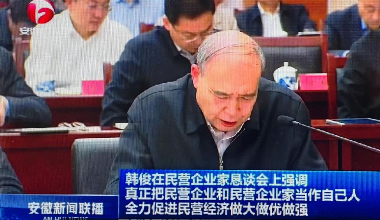 01-圖為皖南電機(jī)黨委書記、副董事長(zhǎng)管兵在作重點(diǎn)發(fā)言。（視頻截圖）